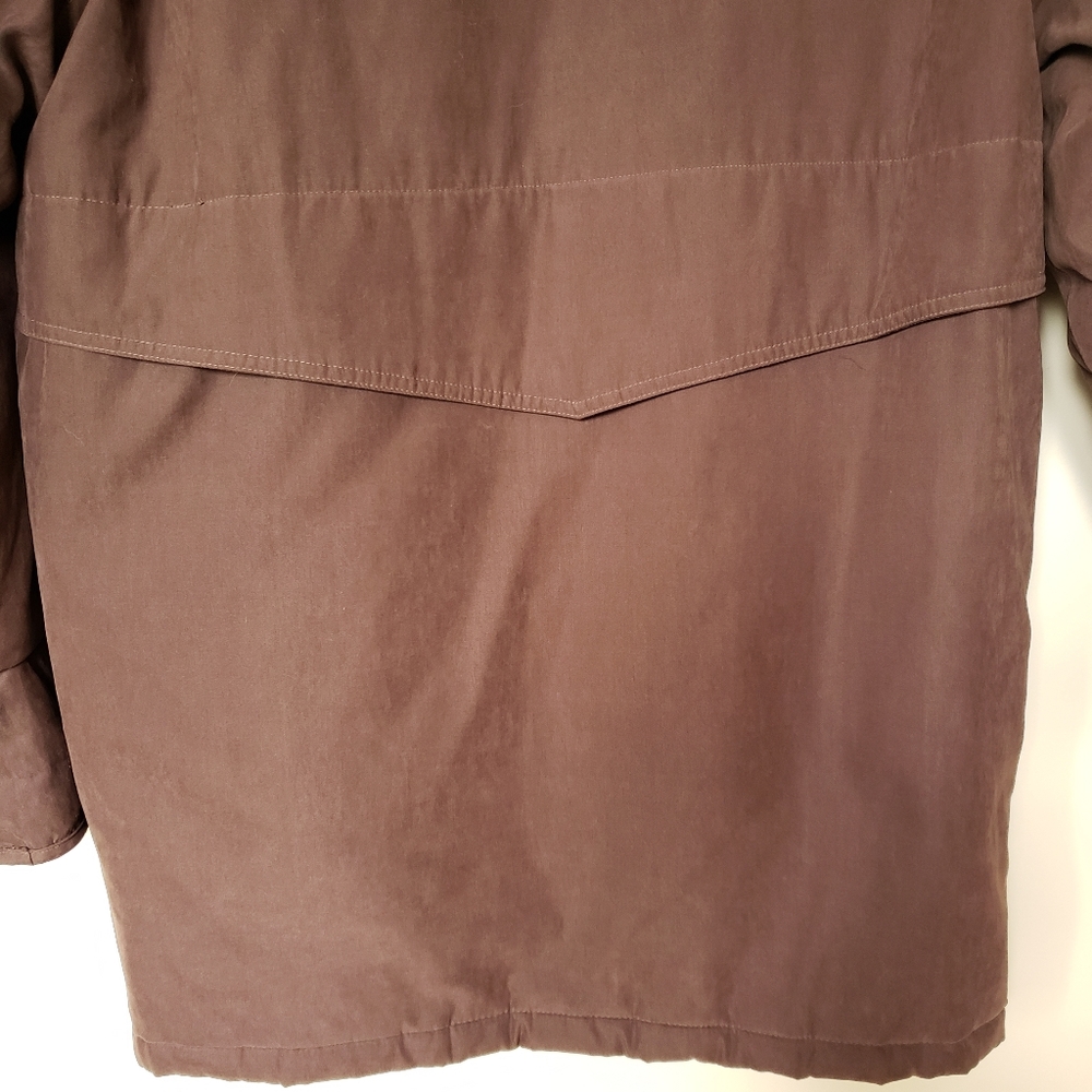 Halston Brown Coyote Fur Hood Zip Up Winter Coat - Picture 14 of 14